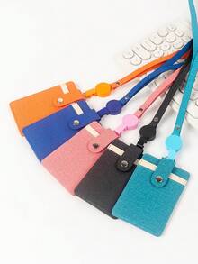 Multi-Slot Zipper Card Holder Wrist Strap Phone Lanyard ID Badge Holder Braided Leather Card Case For Work ID Employee ID Bank Card Bus Card Student ID For Women Wallet Mini Wallet Purse Wallet Card Wallet - Multicolor - View 2