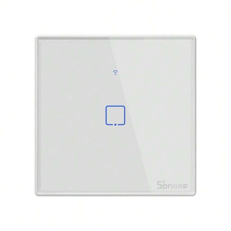 T2UK1C,SONOFF Smart Light Switch, WiFi Smart Touch Switch Smart Wall Light Switch Works With Alexa , APP Remote Control & 433MHz RF Control, Neutral Wire Required, White, 1 Gang, APP Remote Control,Timing Fuction,Smart Scene,Smart Home Control,Smart Home, Intelligent Control. - White - View 1