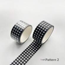 1/8 卷格子和纸胶带，黑白格子胶带，经典格子装饰贴纸，适用于日记本、相册、日记本、计划本、DIY 礼品包装