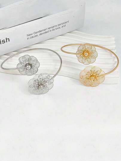 1pc Floral Hollow Exaggerated Adjustable Wrap Bracelet
