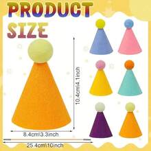 3pcs Mini Party Hats - Pink And Bright Colors (Blue, Pink, Yellow, Green, Orange, Purple) - Lightweight And Durable Polyester Cone Hats, Suitable For Birthday, Wedding, Halloween, Christmas, New Year - Pet Costume Party Decor, Dolls, Plush Animals, Puppies, Kittens, Bunnies - Easy To Clean Party Decor, Holiday Celebration, Joke Design, Hand Wash Only, Celebration Supplies, Holiday Shoppers