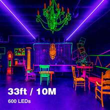 32. 8ft/16. 4ft LED Black Light Strip Kit 600 Units Lamp Beads 12V Flexible Blacklight Fixtures 10m/5m LED Ribbon Non-Waterproof Black Lights For Glow Party Indoor Birthday Party Body Paints Halloween - Xem 3
