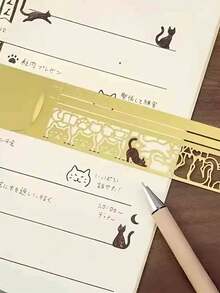 1 pieza Regla de 3 en 1 para amantes de los gatos - Patrón de gato adorable, marcapáginas y regla de doble cara, papelería precisa, adecuada para diario, planificador, toma de notas - Herramienta de papelería creativa, accesorio para toma de notas | Diseño divertido | Plástico, Reglas - Multicolor - Ver 2
