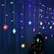 1 USB-betriebener Schneeflocken-Vorhang-Lichterkette, LED-Lichterkette, Innenraum-Seilbeleuchtung mit 8 Modi, 5,5m, 96 LEDs, geeignet für Weihnachten, Valentinstag, Geburtstage, Hochzeiten, Blumen, Gartenfeste, Weihnachtsdekoration