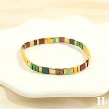 1pc Bohemian Style Colorful Glass Bead Bracelet, Perfect Gift For Men And Women