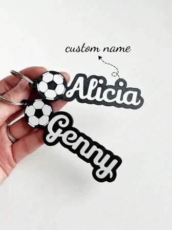 Acrylic Personalized Children's Custom Name Football Bag Pendant, Gift For Family And Friends, Halloween, Christmas Gift,