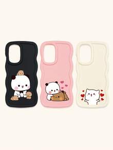 Cute Panda Novelty 3pcs Dopamine Themed Phone Cases, Cute Cartoon Panda, Bear, Cat Print Phone Case Set, New Wavy Macaron Design Phone Covers, Phone Protective Cases Compatible With IPhone Spring Gift,International Version, Not The Domestic Version - Multicolor - View 54