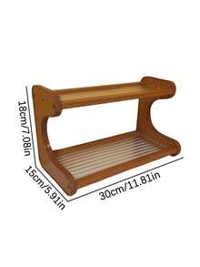 1 Piece Bamboo Storage Rack With Stylish Lacquered Design Multi-Tier Bamboo Countertop Display Rack - Great For Storing Cups, Books And Spices - Great For Kitchen, Living Room Or Office Decor, Office Organization | Modern Bookshelf Designs | Durable Bamboo Bookshelf, Bamboo Bookshelf - Brown - View 16