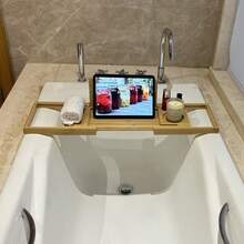 Bambusowa tacka do wanny, luksusowy stojak do przechowywania w łazience, odpowiedni na prezent do nowego domu, stojak na owoce w formie książki telefonicznej do wanny, prosty i kompaktowy prezent rozgrzewający, stojak na kieliszki do wina do wanny