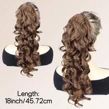 合成 18 英寸长波浪马尾辫接发爪夹马尾辫女士日常使用棕灰色金色黑色马尾辫