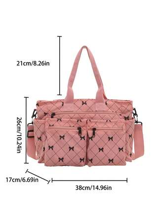 Fashionable Minimalist Large Capacity Multi-Pocket Shoulder Tote Bag, Suitable For School, Work, Travel, Can Be Worn Crossbody