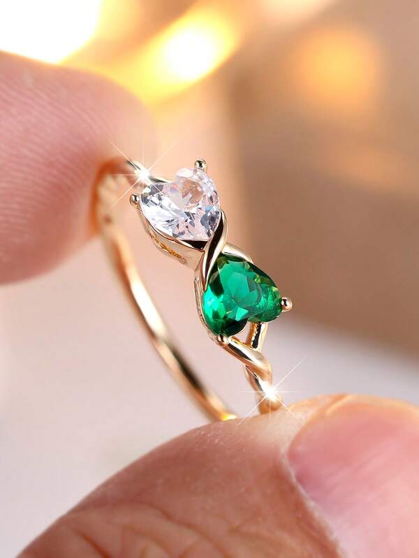 1pc Classic White + Sapphire Blue Teardrop Cubic Zirconia Ring For Women, Suitable For Proposal, Wedding, Engagement, Birthday, Party, Date