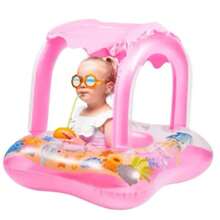 Inflatable Baby Float With Blue And Pink Canopy For Baby/Child - Float With UV Canopy, Comfortable Seat, Pool And Beach - 玫瑰 - 查看 3