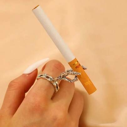 New Vintage Skull Cigarette Holder Ring, Anti-Yellow Finger Cigarette Holder, Fashionable Men's Smoking Ring, Creative Cigarette Holder Ring, Cigarette Holder Ring Cigarette Stand Accessory For Men