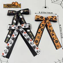 Halloween Bow Hair Clips For Ghost Letter Pumpkin Print Hair Barrettes