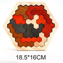 1set 3d Hexagonal Wooden Jigsaw Puzzle For Kids' Educational Toy, Brain Iq Test Game Montessori Toy Gift,Jenga,Wood Game,Toys>Brain Game - Multicolor - View 20