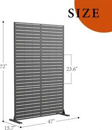 Metal Privacy Screen, Freestanding Decorative Privacy Screen With Stand, Outdoor Privacy Fence Panels For Deck Balcony Patio - Horizontal Stripes-black - View 5