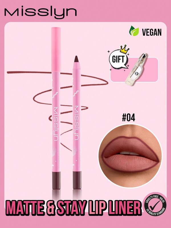 Misslyn MISSLYN-Matte & Stay Lip Liner, Matte And Stay Lip Liner, Longwear Rich Lip Colors, Smooth Application, Natural Finish, Highly Pigmented Natural Lip Makeup, Longwear Smooth Ultra Fine, Matte Lip Liner, No Smudging, Smooth Soft Gliding, Blendable Pen Fill And Defined Lip Line, Draw Clear Contours And Creamy Enough To Softly Smudge Valentine'S Day, Winter, Y2K Makeup Party, Holiday, New Year Cosmetic, Cosplay, Chinese New Year,Vegan,Cruelty Free