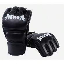 1pair Boxing Gloves, Half Finger MMA Boxing Gloves Set, Thickened Adult Gloves For Sandbag Fighting Boxing Training,1 Pair Half Finger Punching Bag Gloves, Padded Hollow Palm Thickened Boxing Gloves, Unisex MMA Gloves With Wrist Wrap For Kickboxing, Muay Thai, Combat Fighting - Multicolor - View 6