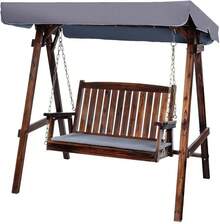Gardeon Outdoor Swing Chair Wooden 3 Seater Teak Garden Hanging, Patio Baconly Furniture Chairs, With Adjustable Canopy Cushions Stand Resistant 360kg Capacity - Mô hình 1 - Xem 3