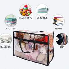 1/4 piezas Bolsas de almacenamiento de plástico transparente extra grandes de 40L con cremallera y asas reforzadas, adecuadas para guardar ropa, ropa de cama y suministros de mudanza - Multicolor - Ver 2
