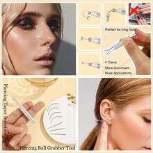 14G 16G 18G 20G Stainless Steel Flat Bottom Earring Piercing Tool, Threadless Insertion Needle, Suitable For Piercing Ears, Nose, Lips And Other Parts