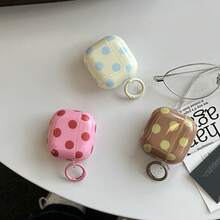 复古三色波点耳机盒+挂环 适用于苹果Pro2/Pro/4/3/2 时尚女款耳机盒 简约耳机盒 苹果耳机盒 苹果耳机套 秋冬 - 彩色 - 查看 1