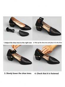 1 Pair Adjustable Expandable Plastic Shoe Stretcher, Shoe Shaper For Leather Shoes And Sneakers - Black - View 5