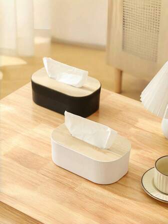 Fashionable Wooden Cover Tissue Box, Desk Accessory Storage Box, Home Living Room Creative Facial Tissue Holder