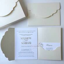 10/20/25 piezas Portada de invitación de boda plegable en tres partes, sobre de invitación simple para compromiso, XV años, bautizo, invitación DIY, invitación de 5*7 pulgadas, invitación de bolsillo, invitación personalizada, nuevo diseño para la portada, tarjeta de Navidad - Multicolor - Ver 3