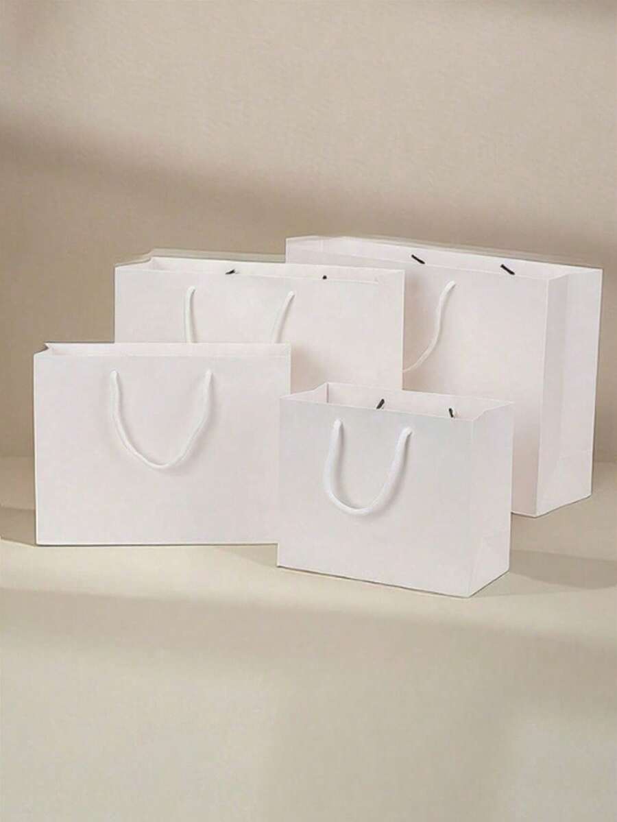 Conjunto de 1/5/10 peças de sacolas para roupas, sacolas para presentes com estampa marmorizada, sacolas de papel para presente de aniversário, sacolas de papel kraft para embalagens externas de festas de fim de ano, sacolas de papel kraft brancas verticais, artigos para festas - Branco - Ver 1