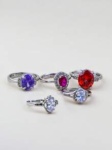 1 pieza Anillo de estilo minimalista europeo y americano, nuevo anillo de piedra de jade de moda, anillo de rubí, anillo ajustable de amatista, diseño de incrustación facetada, joya regalo para novia, anillo de lujo para decoración de boda, fiesta, vacaciones, uso diario casual