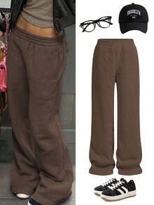 街头风宽松长裤 | Y2K 低腰阔腿裤 | 柔软混纺面料，带深侧袋 | 适合休闲街头、旅行和休闲穿着 | 2026 春夏必备时尚单品 - 卡其色 - 查看 3