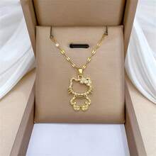 Sanrio 1件三丽鸥卡通人物Hello Kitty可爱镂空吊坠项链，适合作为女士珠宝配饰或礼物 - 彩色 - 查看 1