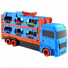 61 英寸双轨和发射器卡车玩具套装，2 辆金属汽车和可折叠货物运输车，适合 2 3 4 5 6 岁男孩女孩的车辆玩具礼物，最佳节日圣诞礼物