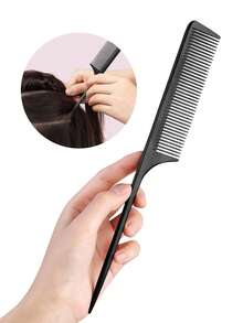 5件套女士黑色美发化妆刷套装，包括尖尾梳、造型梳、小梳、编发工具和化妆工具，美发套装，发饰 - 黑色 - 查看 7