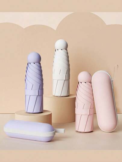 Capsule Umbrella, Suitable For Various Occasions, Women Outdoor Umbrella, Protection Umbrella, 2-In-1 Sunshade And Rain Umbrella, Mini 5-Fold Ultra-Light And Compact Umbrella, Applicable For School, Office, Home, Travel,Spring Summer Picks,Brides Maid Gifts,Room,Bedroom Decor,Beach,Travel,For Men,For Women,Vacation,Cute Stuff