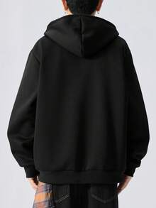 Men Plus Hooded Long Sleeve Jacket, Thermal Lined Thick Jacket, Suitable For Winter