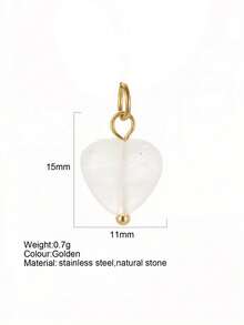 1pc Vintage Elegant Stainless Steel Natural Stone Geometric Pendant, DIY Necklace Bracelet Earring Keychain, Suitable For Christmas Gift & Daily Wear