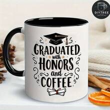 1 Piece 11 Oz Honor And Coffee Academic Milestone Coffee Cup - Microwave And Dishwasher , 3 Colors - Graduation Gift For Coffee Breaks And Success Celebrations, Sturdy Commemorative Drinkware For Proud Parents, Achievement Recognition, Celebration Design, Decorative Font Style, Durable Structure - Black - View 8
