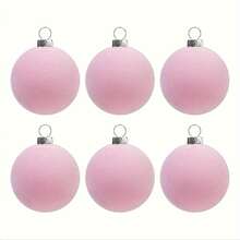 6pcs Velvet Christmas Ornaments - 6.1 Cm Colorful Flocked Plastic Balls For DIY Tree, Wreath, And Home Decor, Soft Pastel & Vibrant Colors (Pink, Orange, Yellow, Green, Blue, Teal), Holiday Decor | Flocked Texture | Soft Fabric Cover, Christmas Decorations Room Decor Winter Christmas Decorations Home Christmas Gifts Christmas Decor - Multicolor - View 15