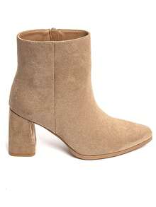 Women's Block Heel Suede Ankle Boots - Fashionable & Comfortable - Khaki - View 3