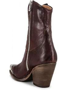 Women's Western Cowboy Ankle Boots, Chunky Heel High Heel Ankle Boots, Steel Toe Design, Side Zipper, Western Style Women's Boots - 棕色 - 查看 4