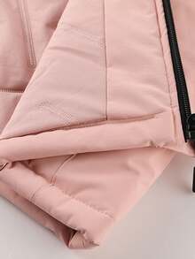 Women's Solid Color Thickened Windbreaker Jacket For Outdoor Sports, Autumn/Winter,Skiing - Baby Pink - View 3
