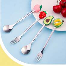 Stainless Steel Spoon And Fork Set, Cartoon Fruit Figurine Spoon And Fork Combination Set, Holiday Gift Set, Souvenir Spoon And Fork Fruit Fork Gift Box