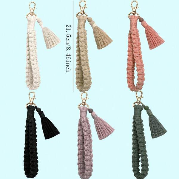 1 Stück handgewebter Schlüsselanhänger Schlüsselring Lanyard geflochtener Schlüsselanhänger mit Karabinerhaken, böhmisches Armband Geschenkarmband Taschenbehang Zubehör Schlüsselanhänger Charms gehäkelter Schlüssellanyard - vielseitig einsetzbar für Taschen, Accessoires, Kleidung, Geschenke, Souvenirs, Schule, Auto, Gothic, Y2K.