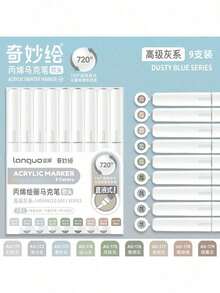 Juego de 9 colores de rotuladores acrílicos Languo, punta suave de gran capacidad, tonos de piel minimalistas tipo macarrón, gris, marrón, coloridos, bolígrafos de color negro, lápices de colores para dibujar personajes de dibujos animados para estudiantes, pinceles de arte DIY para grafiti y pintura, aptos para piedra, vidrio, cerámica, metal y otros materiales, disponibles en 45/126/171 colores