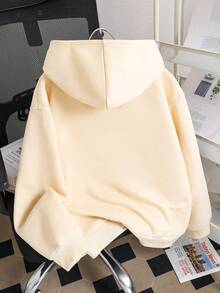 Tween Girl Cartoon Print Warm Sweatshirt - Apricot - View 3