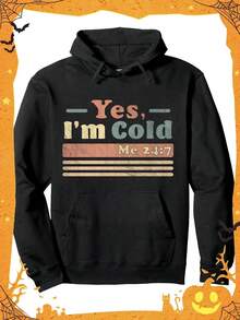 [Free Shipping]Mens Casual Cotton Blend Hoodie 50 Cotton 50 Polyester Long Sleeve Regular   Fabric With Yes Im Cold Print For Vintage Inspired Pullover Hooded Sweatshirt,Fall Hoodies,Men's Fall Clothes,Street Wear,Halloween,Mens Hoodies,Y2k Clothes,Jesus Hoodie,Thanksgiving Day,Nightmare Before Christmas,Christmas,Street Fashion, Sporty Casual, All Season, Y2K Clothing, Christmas, Gift For Boyfriend,Printed & Shipped In USA - 黑色 - 查看 1