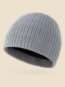 1 件纯色保暖内衬针织便帽，男士保暖无缝帽，柔软舒适，简约风格，适合寒冷天气冬季保暖 - A - 查看 10